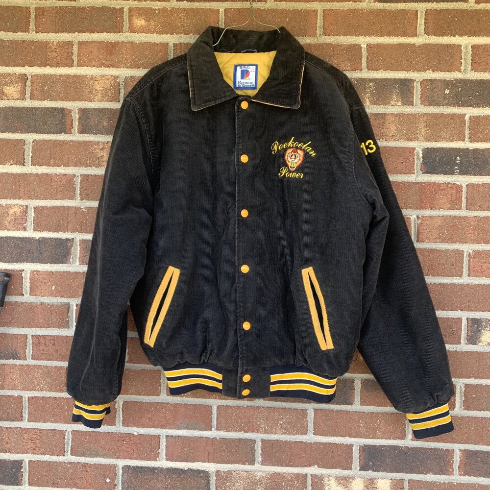 Vintage RENNOC 1980's POEKOELAN (One with Heart) Black/Gold Corduroy Jacket Sz L